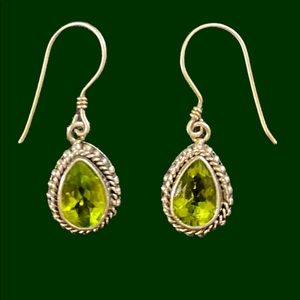 Artisan Crafted Green Peridot Earrings, set in 925 Silver